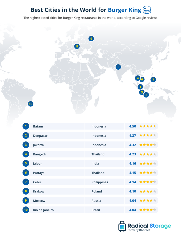 best cities for burger king