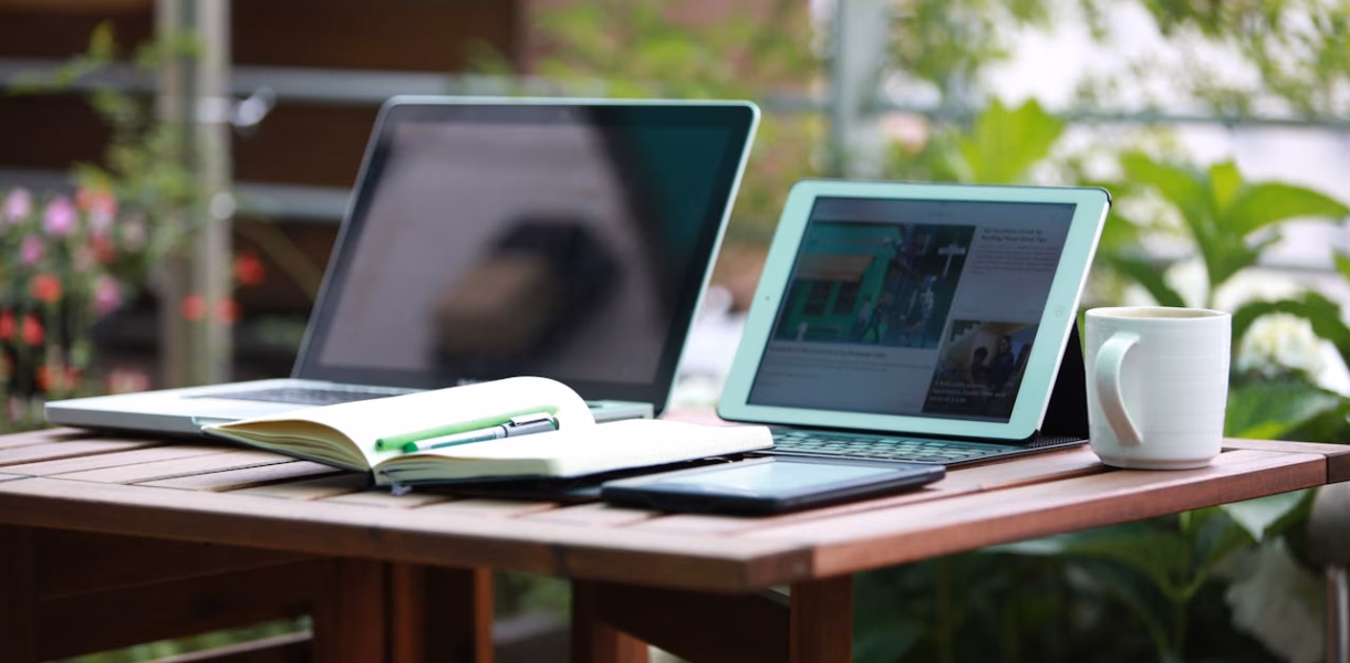 digital nomad laptop in scenic locations