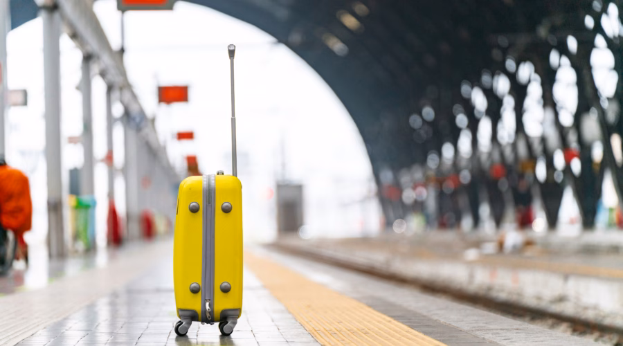 London luggage storage on a train track