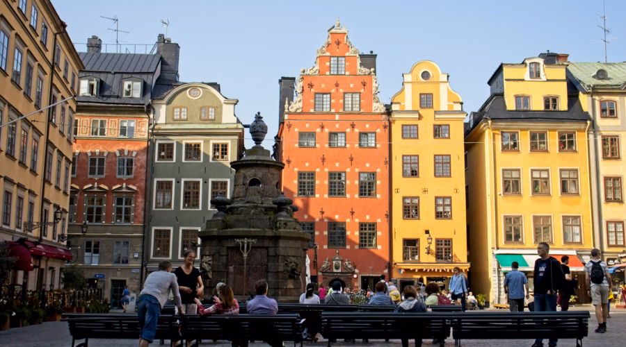 people in gamla stan in expensive stockholm city