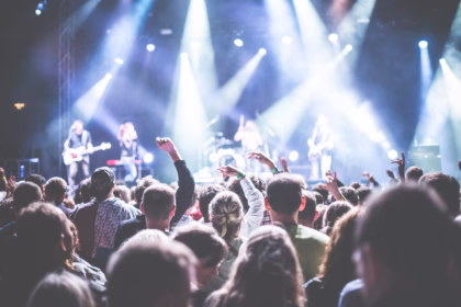 a crowd is watching a concert