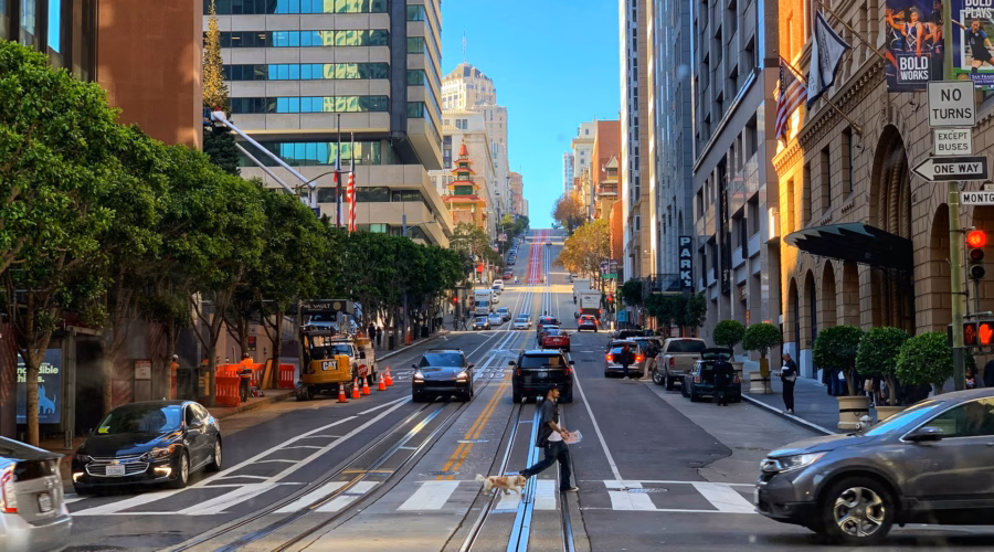 men crossing the street in sa francisco, the most walkable city in the us