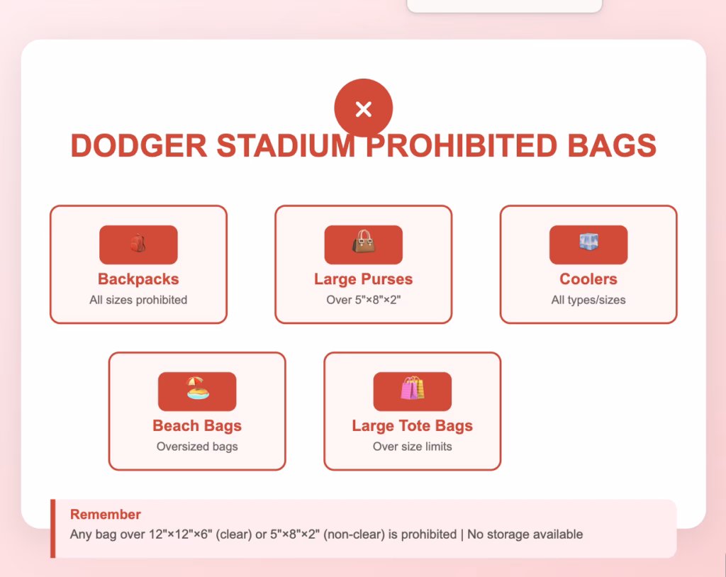 dodger stadium bag policy: prohibited items