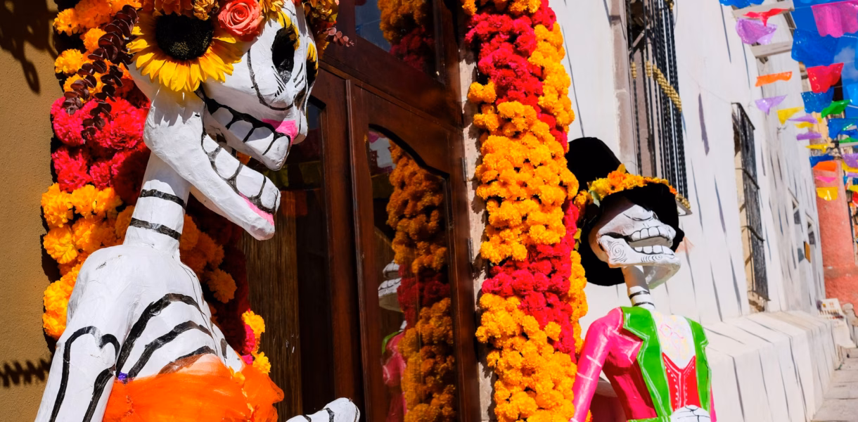 day of the dead festival decorations in Mexico