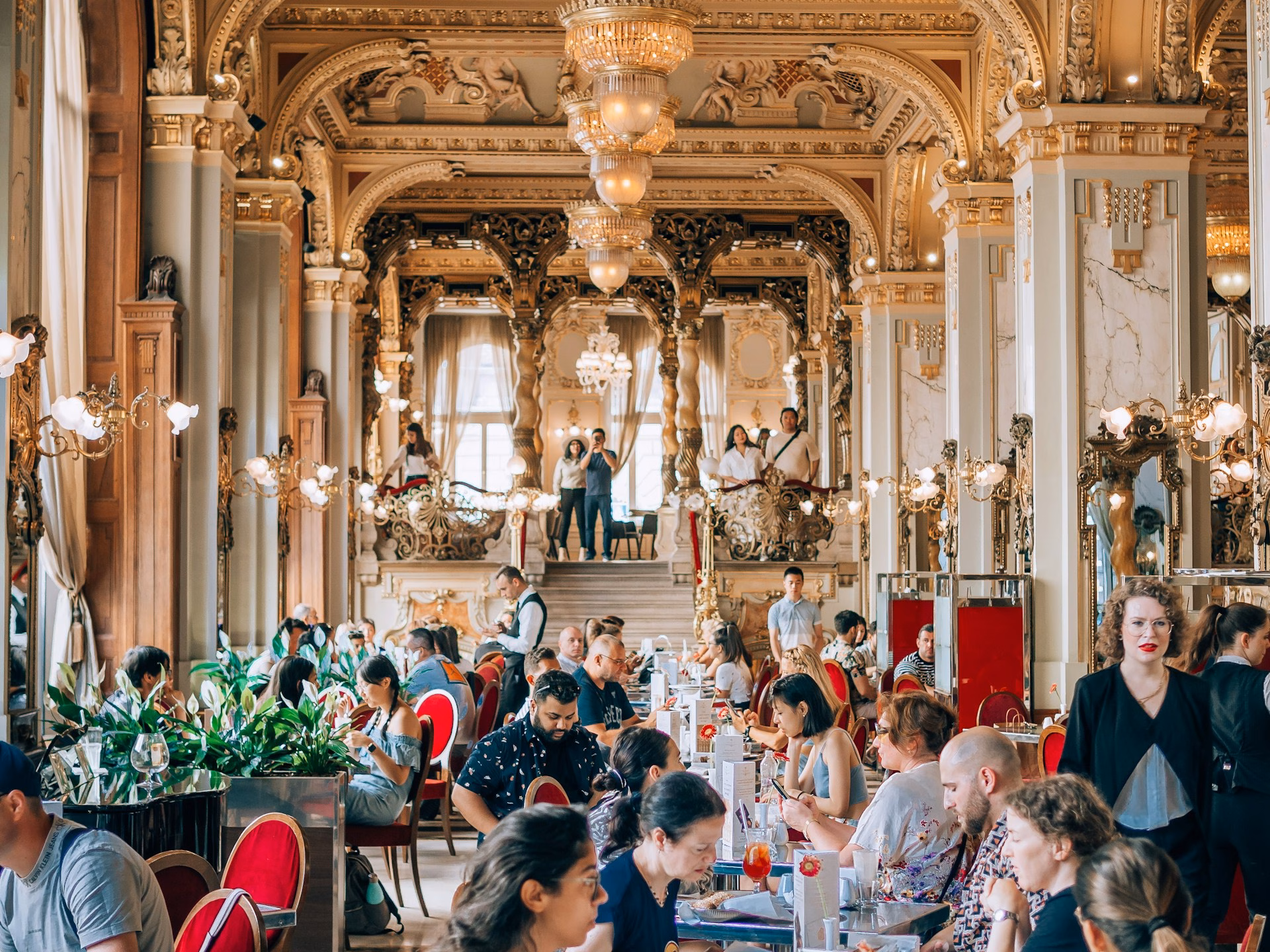 people in a cafe in budapest 