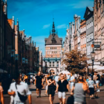 people walking in a city