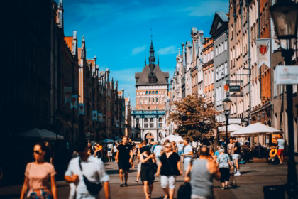 people walking in a city