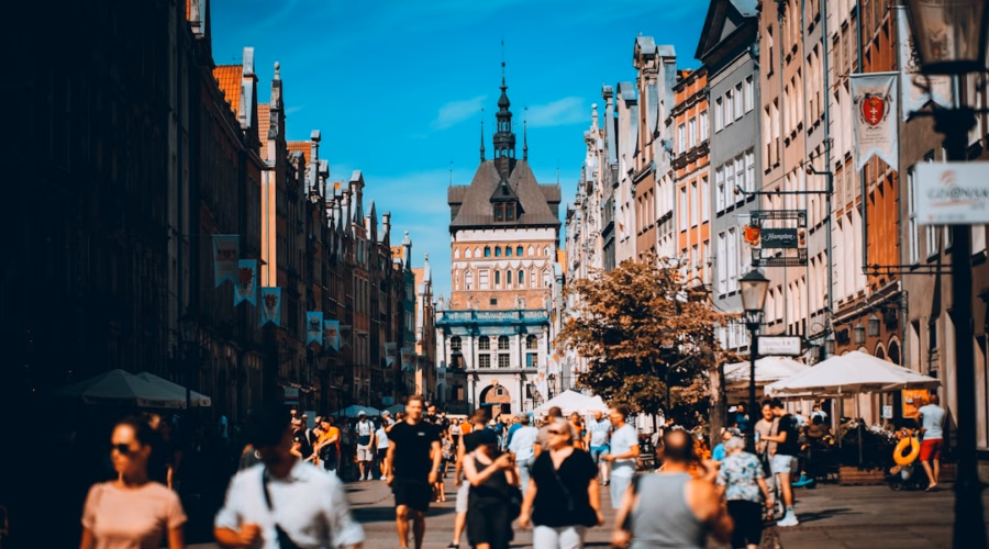 people walking in a city