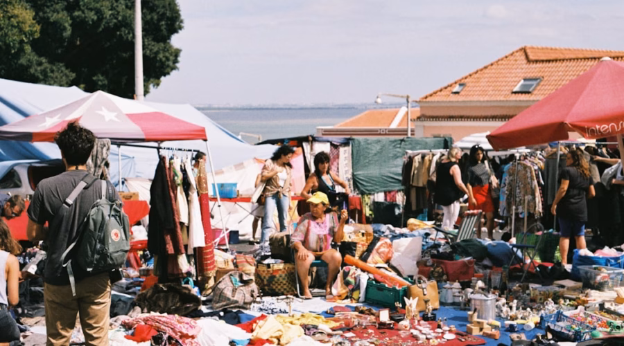 people at a market