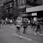 Runners in a city marathon race
