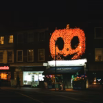 Illuminated jack-o'-lantern decoration for Salem Halloween 2026