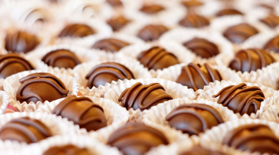 Assortiment de chocolats artisanaux présentés lors du Salon du Chocolat Paris