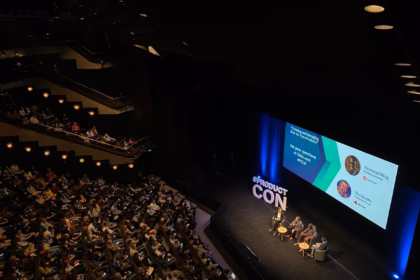 Panel discussion on stage at Web Summit 2026