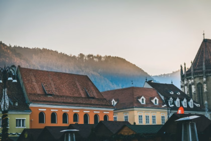 Rooftops of Brașov old town below Tâmpa mountain