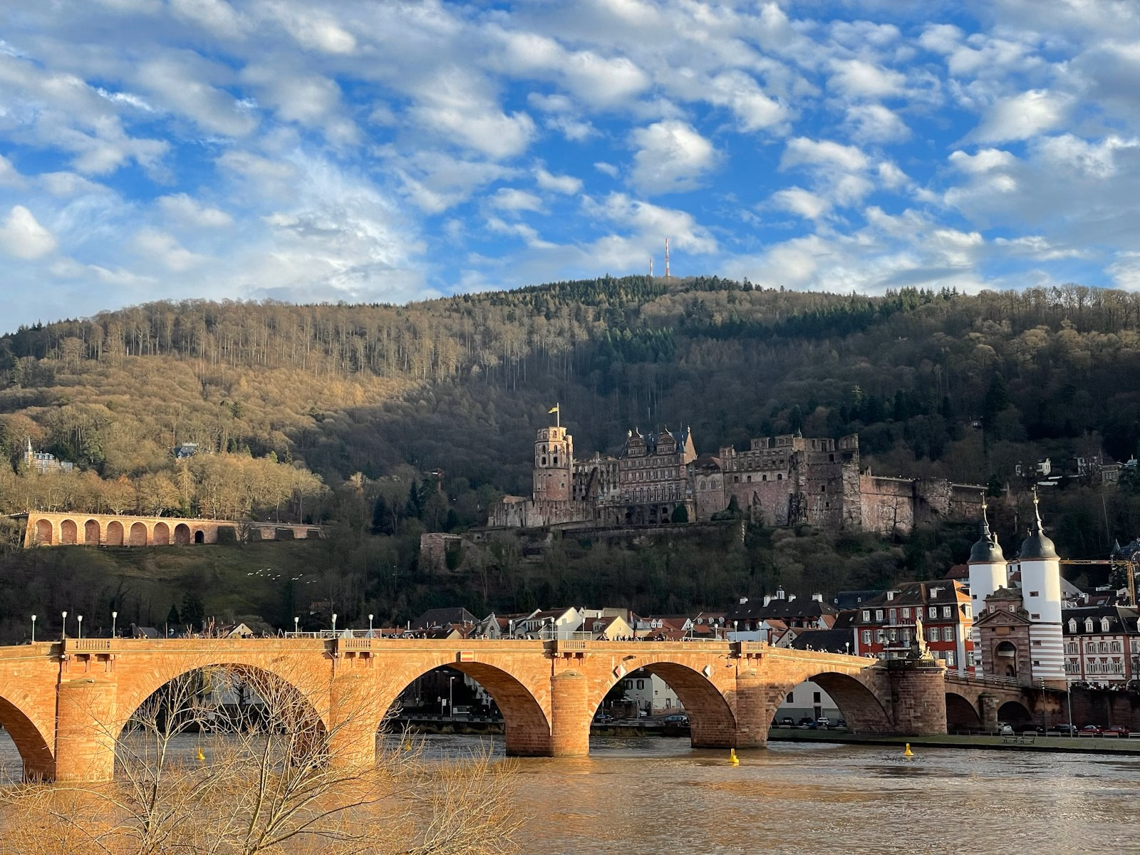 Old Bridge and castle, a short walk from the Heidelberg Christmas market