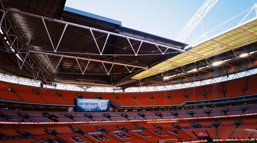 Stamford Bridge bag policy: stadium seats under a large roof structure