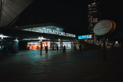 Tottenham Hotspur Stadium bag policy: fans walking outside the stadium at night